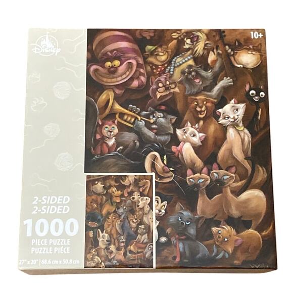 Disney Parks Cats and Dogs Two-Sided Jigsaw Puzzle 1000 Pieces Aristocats New - Picture 1 of 8